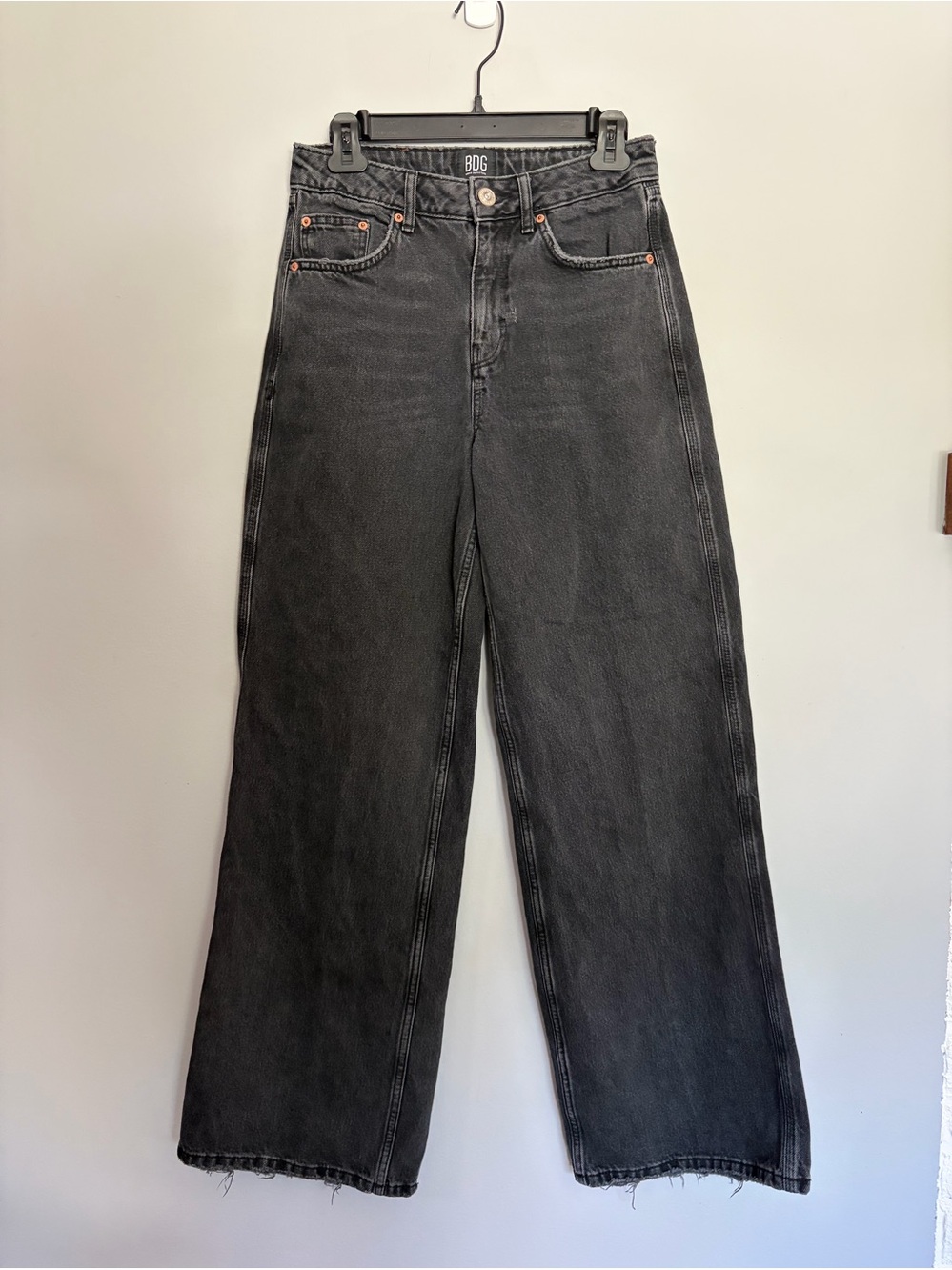 BDG Puddle Wide Leg Jeans Size 26 Black Distressed Baggy Denim Urban Outfitters